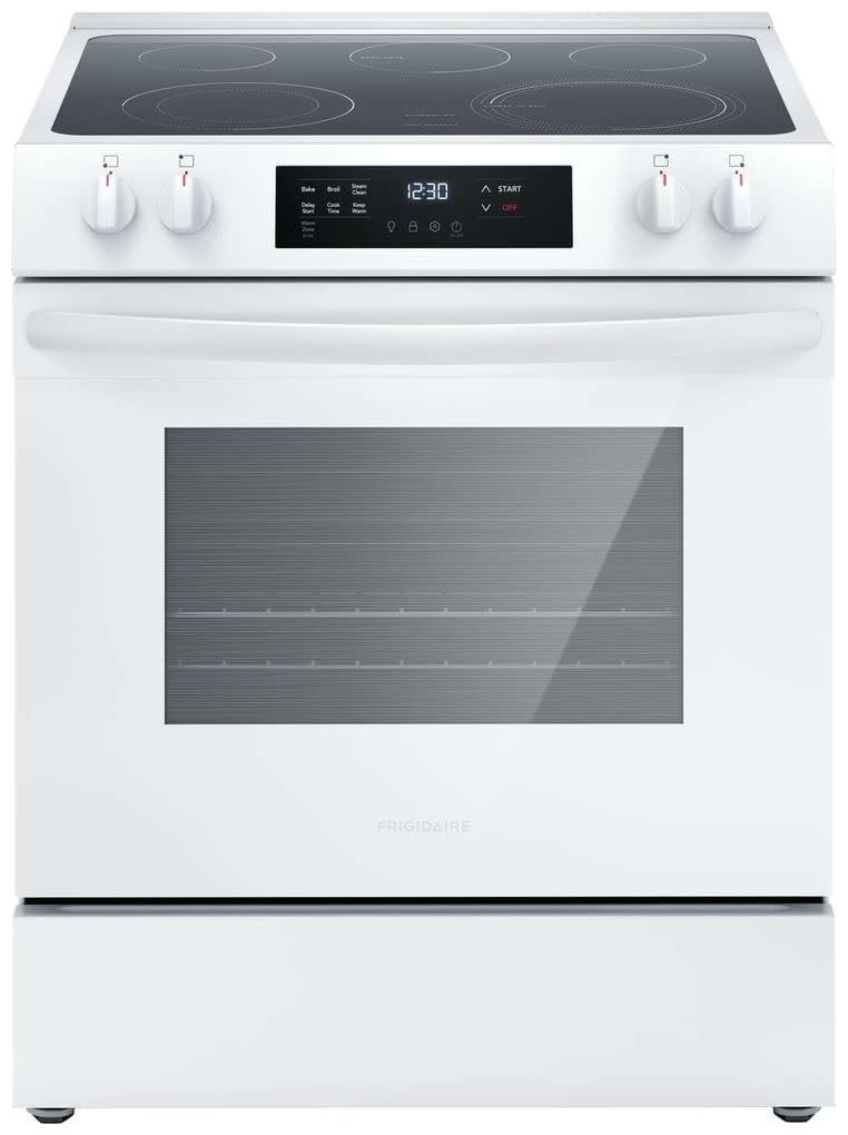 Frigidaire 30" Electric Range, 5.3 Cu. Ft. Oven, 5 Smoothtop Elements, EvenTemp & SpaceWise Elements, Steam Clean, White