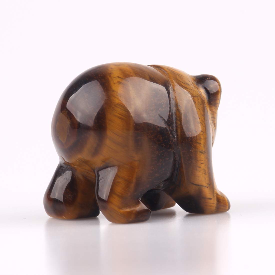 Natural Beads Semi Stone Carved Bear Yellow Tiger Eye Statue Chakra Healing Reiki Small Crafts (Yellow Tiger Eye)