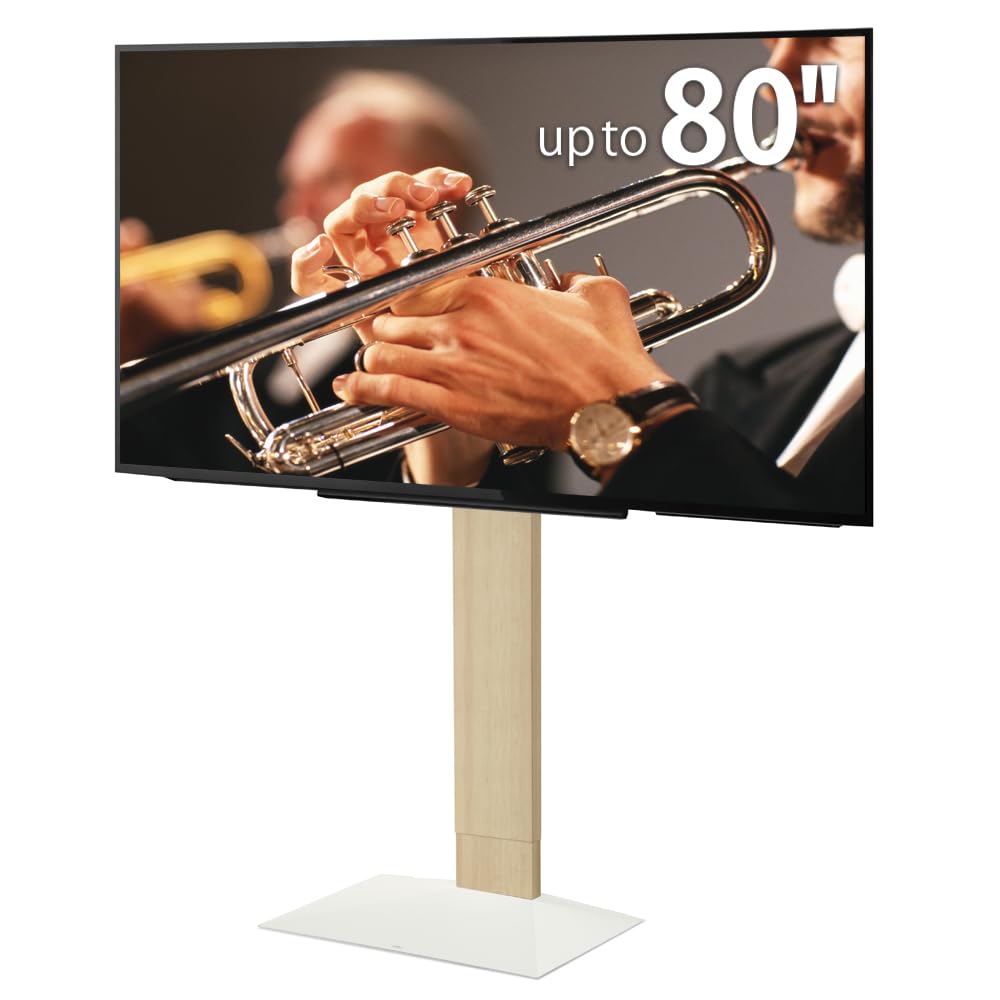 WALL V3 High Type, Sleek Ultra-Thin Free-Standing TV Stand for 32–80" TVs, White Oak, Space-Saving Design, for Living Room and Bedroom, Adjustable Mount, No Drill Setup, Japan-Engineered