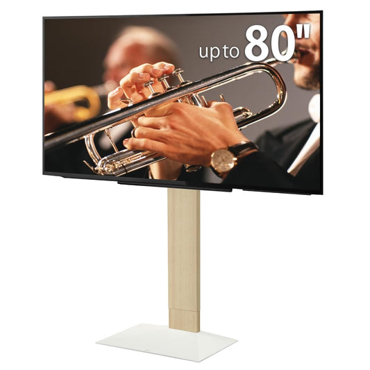 WALL V3 High Type, Sleek Ultra-Thin Free-Standing TV Stand for 32–80" TVs, White Oak, Space-Saving Design, for Living Room and Bedroom, Adjustable Mount, No Drill Setup, Japan-Engineered