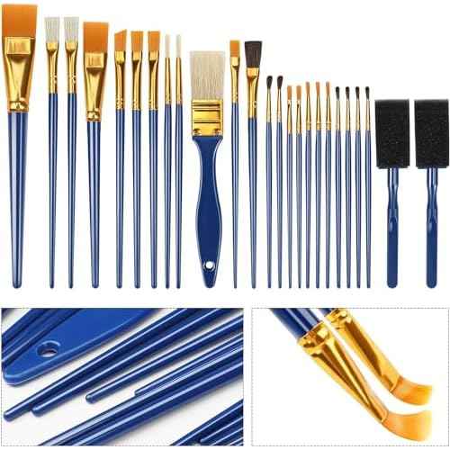Painting Brushes, 25 All Purpose Paint Brushes Bulk Painting Brushes for Kids, Craft Paint Brushes for Acrylic Painting Oil Watercolor Gouache