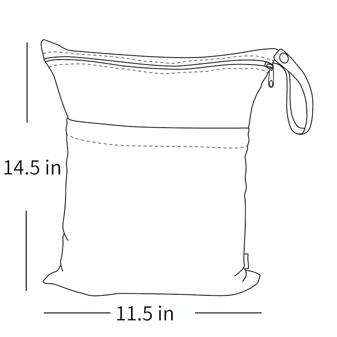 ALVABABY 2pcs Cloth Diaper Wet Dry Bags Waterproof Reusable with Two Zippered Pockets Travel Beach Pool Daycare Soiled Baby Items Yoga Gym Bag for Swimsuits or Wet Clothes 2LM06