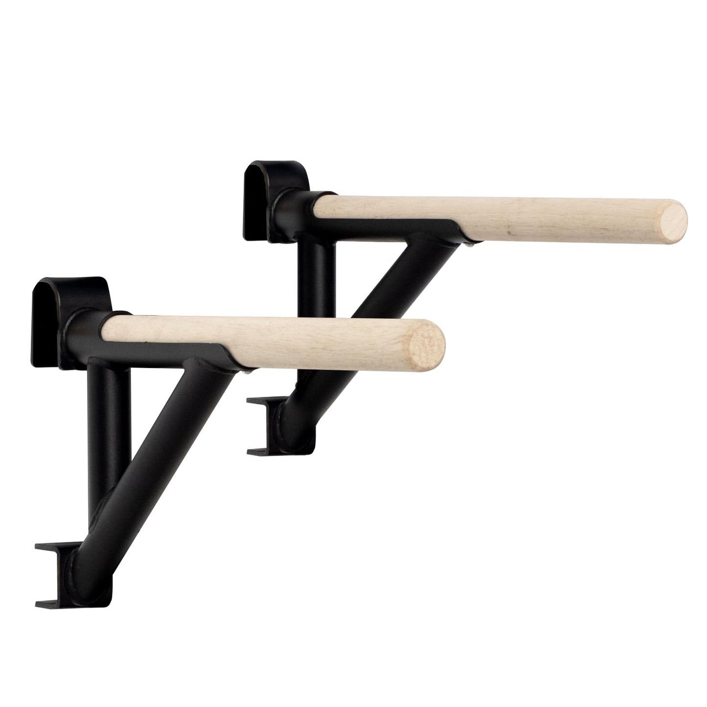 RIOWLAU Swedish Ladder Dip Bar Attachment, Fits TS003A Ladder, Wood Stall Bar for School, Physical Therapy and Gymnastics, Multi-grip (Black, 20"L x 2""W x 11""H)"
