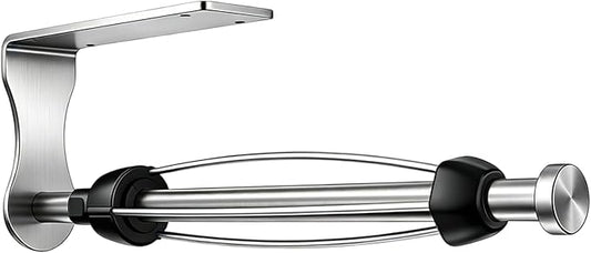 SetSail Paper Towel Holder, Paper Towel Holder Under Cabinet with Adjustable Damper Easy Tear Wall Mount Self-Adhesive or Drilled for Kitchen Bathroom, Silver