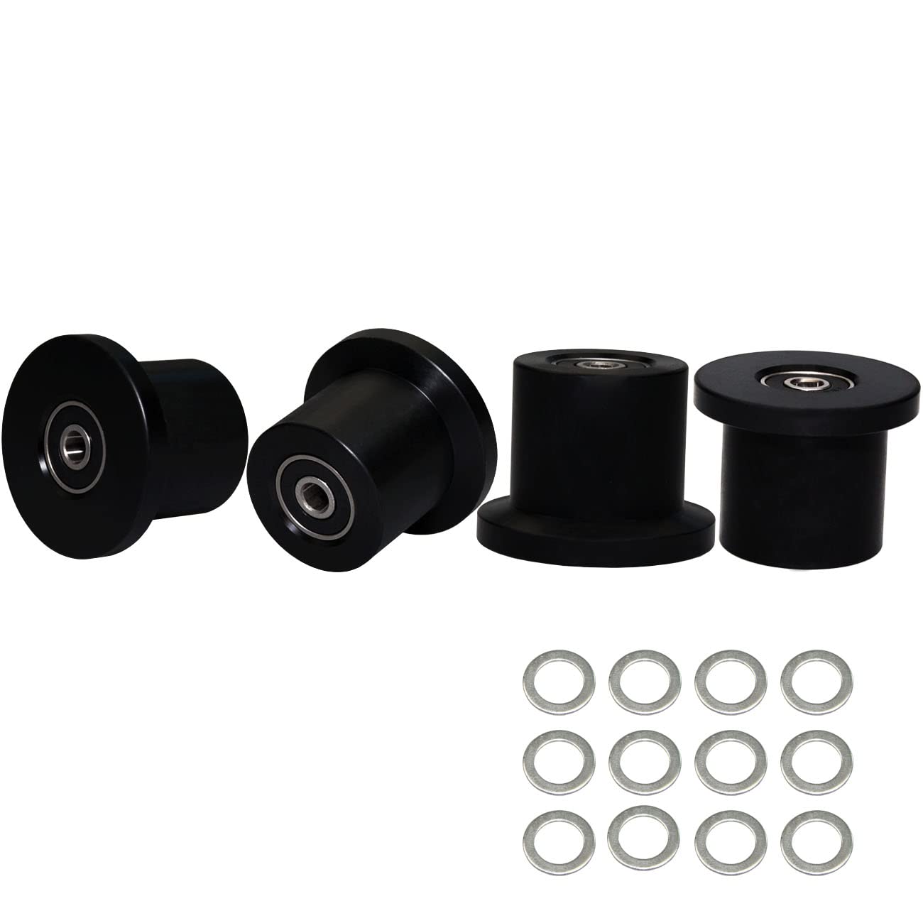 Total Gym Replacement Set Wheels/Rollers for Models XL, XLS and Some 3000 XL, All FIT, and Fit with Bearings Thru Hole of 1/4" in Diameter - 4 Pack (Black)"