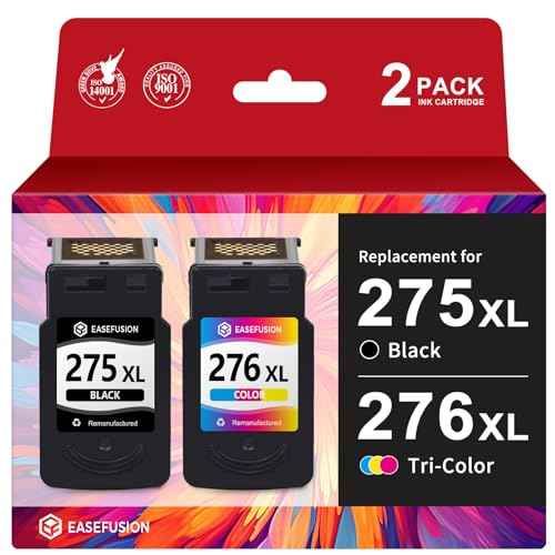 275XL 276XL Replacement for Canon Ink 275 and 276 PG-275 CL-276 Black Color Ink Cartridges Combo Pack Compatible with PIXMA TR4720 TS3522 TR4700 TS3722 TS3500 TR4722 TS3720 TS3520 Printer