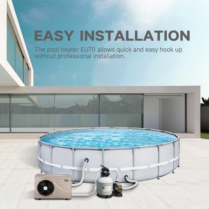 ECOPOOLTECH 20000BTU Electric Swimming Pool Heat Pump, Plug-in Pool Heater for Above Ground and Inground Pools, Smart Control No Timer Need, Heating and Cooling Pool Warmer, 120V