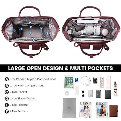 LOVEVOOK Backpack for Women, 17 inch Laptop Backpack for Women Teacher Backpack Nurse Bag, Waterproof Work Backpack for Travel, Commuter, College