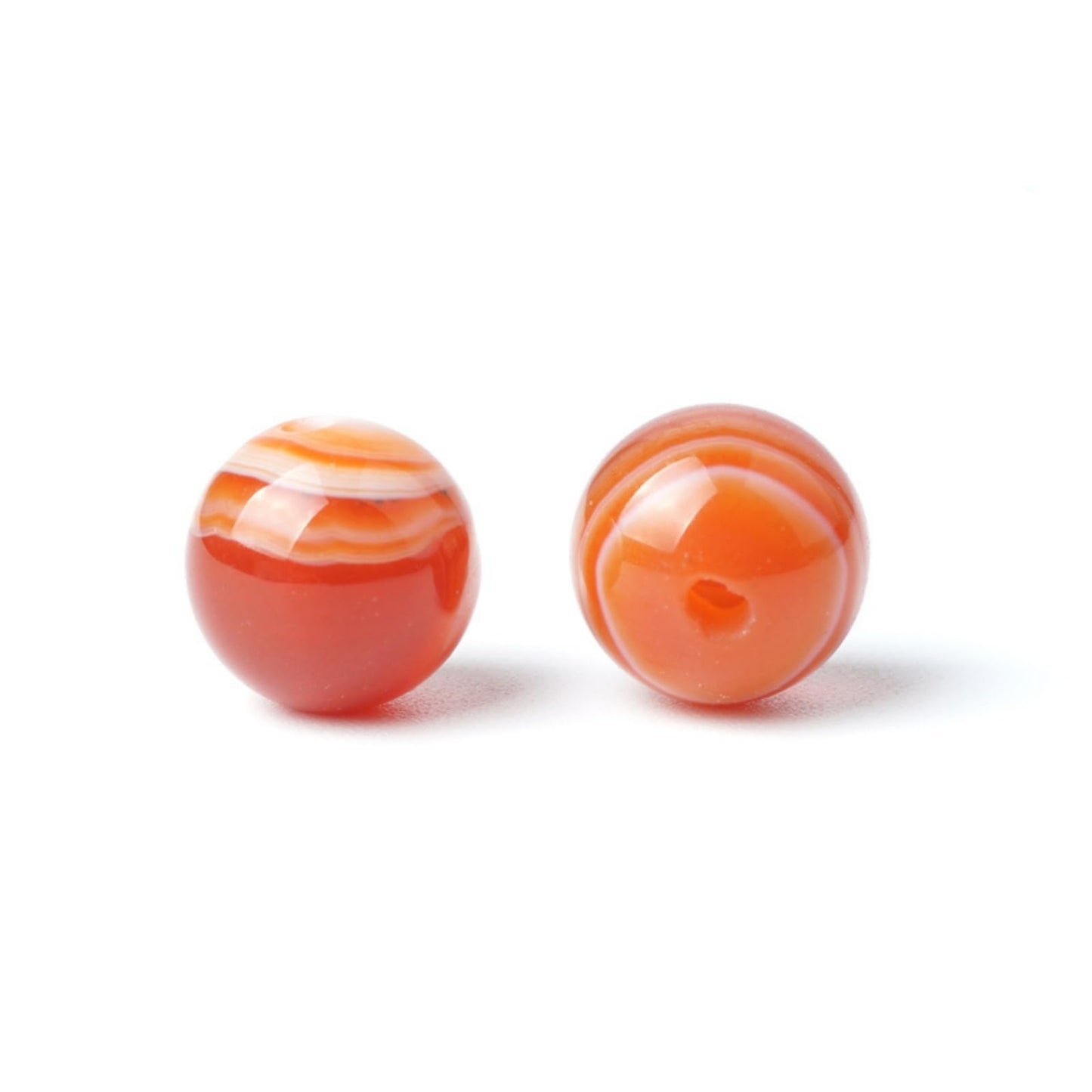 100Pcs Natural Stone 8mm Red Striped Agate Round Loose Gemstone Energy Healing Beads Hole Size 1mm DIY Smooth Beads for Bracelet Necklace Earrings Jewelry Making