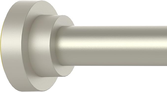 Thestoa Brushed Nickel Shower Curtain Rod Adjustable 43-66 inch, 1"Diameter Spring Tension Curtain Rod No Drill, Anti-Rust Non-Slip Shower Rod for Bathroom Tension Rod