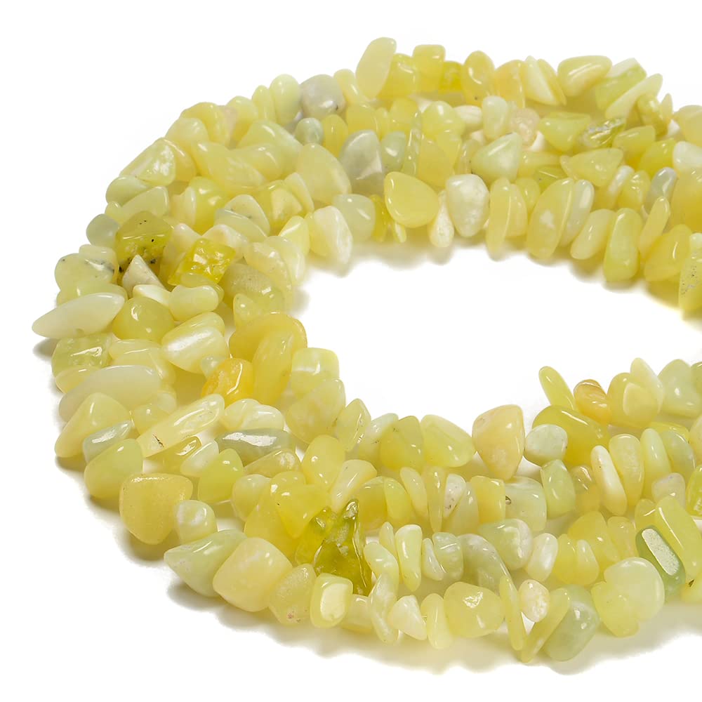 PLTbeads 7-8mm Natural Lemon Jade Gemstone Chips Beads Healing Crystals Waist Bracelets Necklace Kit Irregular Stone DIY Crafts Design Jewelry Making