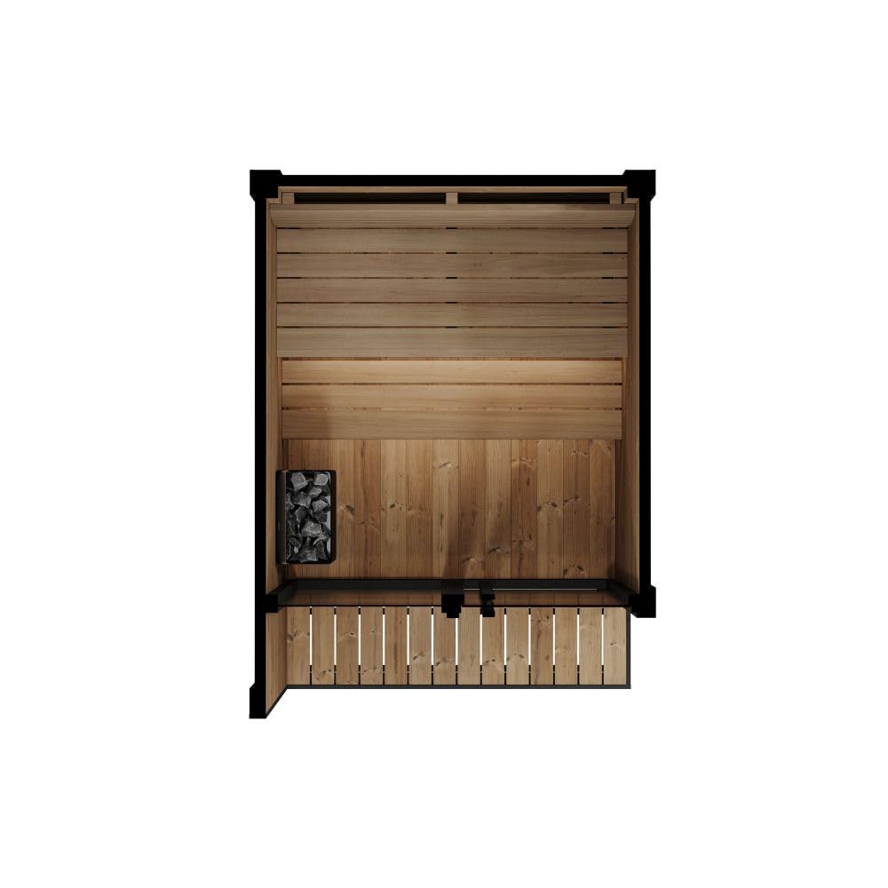 saunalife GL4 Outdoor Sauna Kit, Garden Luxury-Series Outdoor DIY Sauna Kit, Thermo-Spruce, up to 4 Persons Bundles (Sauna Heater and Sauna Stones Included) (HIVE MINI 6 WiFi - Glass)