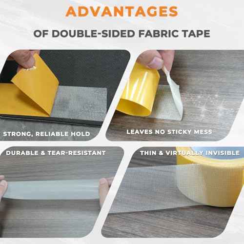 SWRT Double Sided Fabric Tape 0.75" x 66FT ? Heavy Duty, Clear, No Residue, Strong Adhesion for Carpet, Crafts, Clothing, Bookbinding Outdoor & Indoor Use