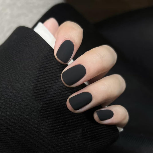 COSMOO Matte Black Nail Polish Air Dry, Quick Dry Dark Lacquer Nail Art Varnish, Velvet Mist Effect Matte Finish Nails Polish for Ladies, 0.41 fl oz