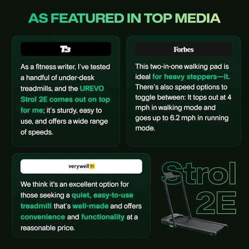UREVO Strol 2E Smart 2-in-1 Folding Treadmill, Compact Walking Pad with Safety Handle, Plug and Play, Dual LED Display, Workout APP, Walking or Running for Home Office, Remote Included, Flaxen