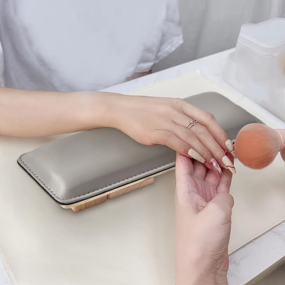 WAYUTO Folding Nail Arm Rest Nail Art Hand Pillow Nail Tech Arm Rest Pillow Nail Manicure Hand Rest Nail Polish Hand Cushion for Women Girls Gray