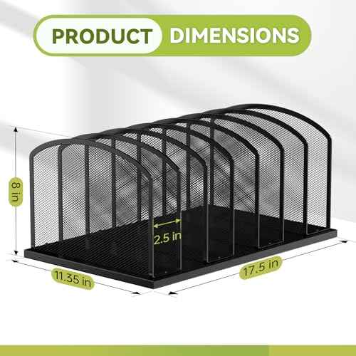 Desk File Organizer 7 Sections Upright Mesh File Sorter Organizer for Desk, Office Organization File Holder for Home, Office & Classroom (Black, 2Pack)