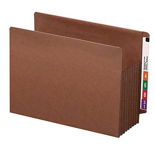 Smead End Tab TUFF¢ç File Pocket, Reinforced Straight-Cut Tab, 7" Expansion, Tyvek¢ç Gusset, Extra Wide Letter Size, Redrope, 5 per Box (73795)