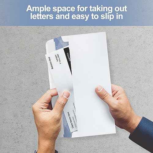 750#10 Single Window Envelopes, PANDRI Self Seal Security Envelopes, Security Tint Pattern for QuickBooks Invoices, Business Statements and Computer Printed Checks, Size 4-1/8 x 9-1/2 Inch - 24 LB