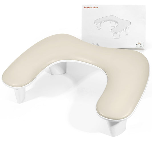 Arm Rest for Nails Tech - U-shaped Manicure Nail Hand Rest Pillow Cushion, Big Microfiber Leather Nail Arm Rest Stand for Acrylic Nail Art Tech (Beige)