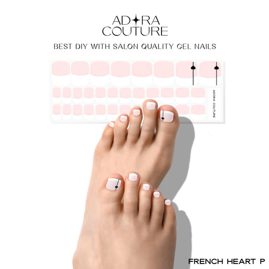 Semi Cured Gel Nail Strips – 32 Pcs Gel Pedicure Stickers - UV Nail Wraps for Toenails, Easy Application, Long Lasting, Salon Quality & UV Light Required - French Pedicure