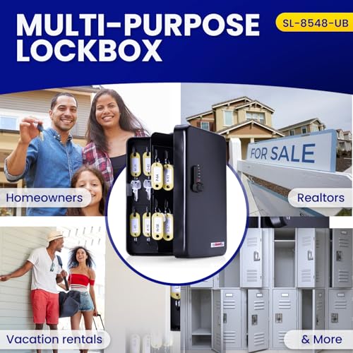 KeyGuard Dual Access Combination Key Cabinet With Black 4-Dial Combi-Cam Ultra - 48 Hook, Conveniently Store Your Keys with 10,000 Possible Combinations, SL-8548-UB