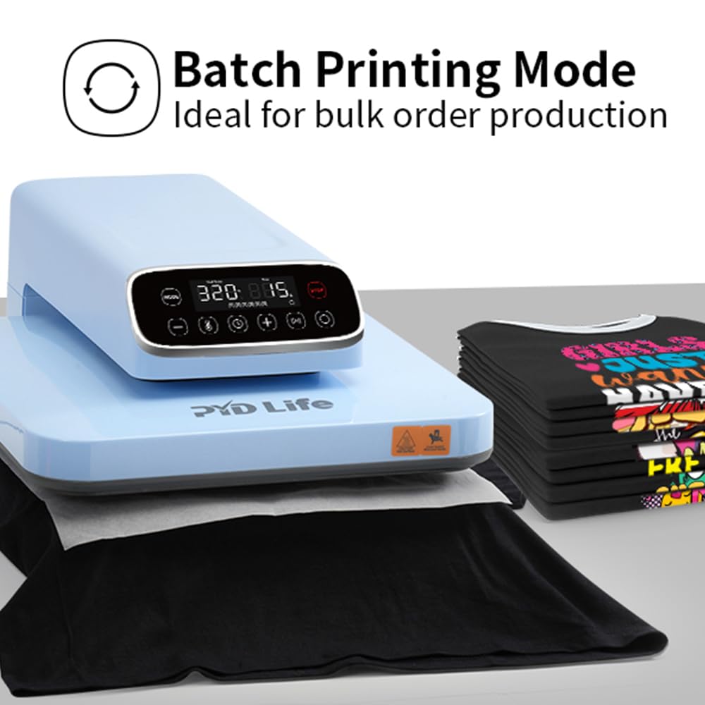 PYD Life 120 V Auto Heat Press Machine for T Shirts 15" x 15" Touch Screen Light Blue Smart Heat Press for Sublimation Blanks Ornaments Frames Bags Sublimation DTF Vinyl Printing