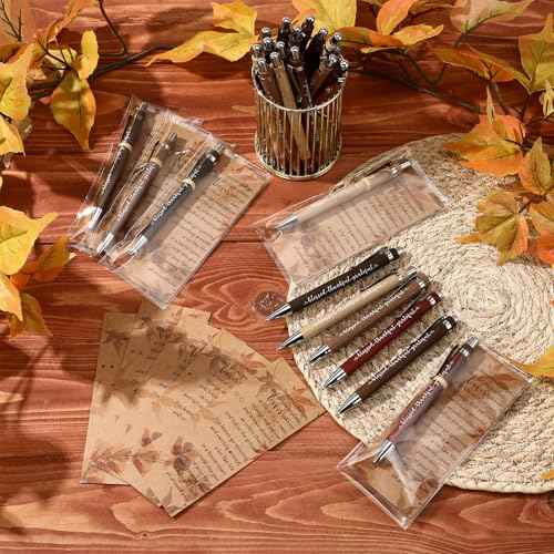 Epakh 75 Sets Thanksgiving Gifts Bulk, Fall Pens with Greeting Cards, Fall Party Favors for Adults, Friendsgiving Party Favors, Thanksgiving Gifts for Coworker, Teacher, Employee, Office Supplies