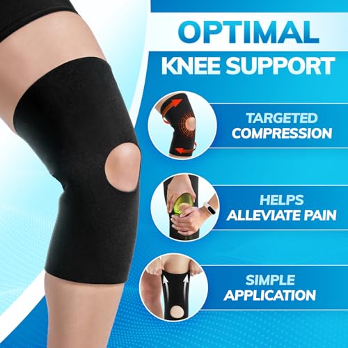 BraceAbility Open Patella/Open Back Neoprene Knee Sleeve | Water-Resistant Athletic Compression Knee Brace for Swimming, Wakeboarding, Scuba Diving, Surfing, Waterskiing and Other Sports (2XL)