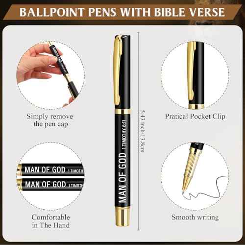30 Sets Fathers Church Gifts Bulk Include Christian Mini Compass Man of God Compass Religious Ballpoint Pens with Gift Cards Bags for Dad Pastors Church Nautical Travel Party Favors