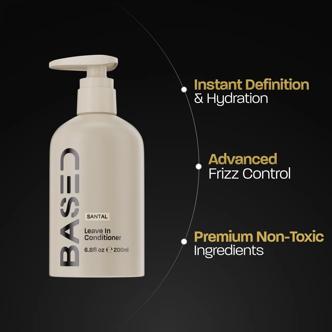 BASED Leave-In Conditioner, Instant Frizz Control, Hydrates & Nourishes Hair, Premium Leave-In Conditioner for Men, Healthier-Looking Frizz-Free Hair in Minutes (6.8 Fl Oz Pack of 1)