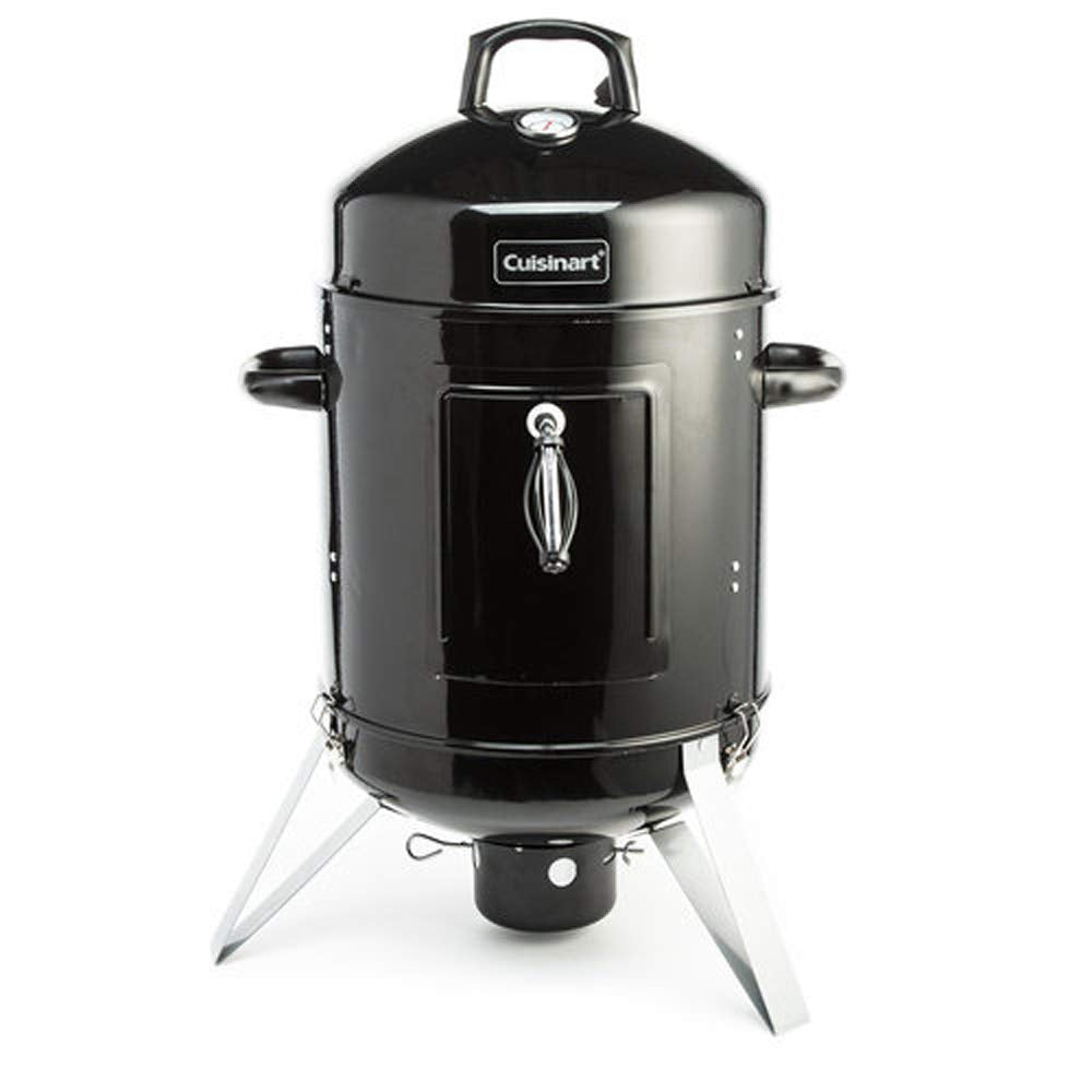 Cuisinart 16” Vertical Charcoal Smoker, Integrated Thermometer, Water Bowl and Dual Vents Perfect for Smoked Brisket, Chrome Plated Grates Smoker Grill for BBQ, Camping, Tailgates