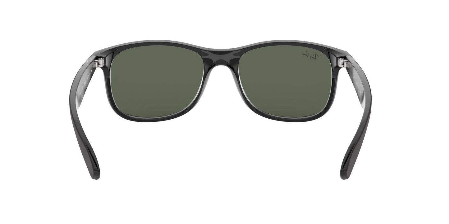 Ray-Ban Unisex RB4202 Andy Rectangular Sunglasses, Matte Black On Black/Dark Green, 55 mm