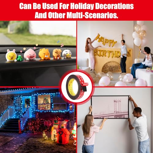3M Double Sided Tape Heavy Duty, Waterproof Mounting Foam Tape, 16.5ft Length, 3.54in Width, High Temperature Resistant Adhesive Tape for Car, LED Strip Light, Office Decor, Made of 3M VHB Tape.