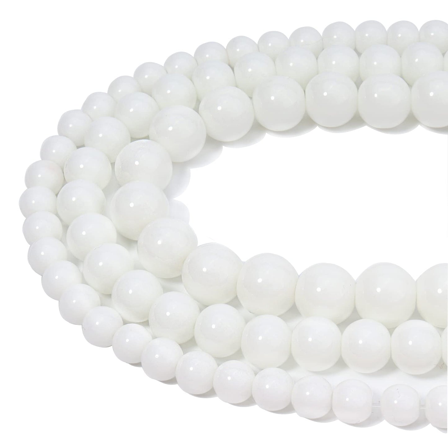 35pcs 10mm Natural Stone Beads White Jade Tridacna Beads Energy Crystal Healing Power Gemstone for Jewelry Making, DIY Bracelet Necklace
