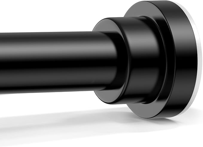 Shower Curtain Rod 31-49 Inch,0.87"Diameter Adjustable Spring Tension Curtain Rods No Drill,Matte Black Shower Tension Rod for Bathroom,Room Divider,Window,Anti-Rust Non-Slip 1-Pack