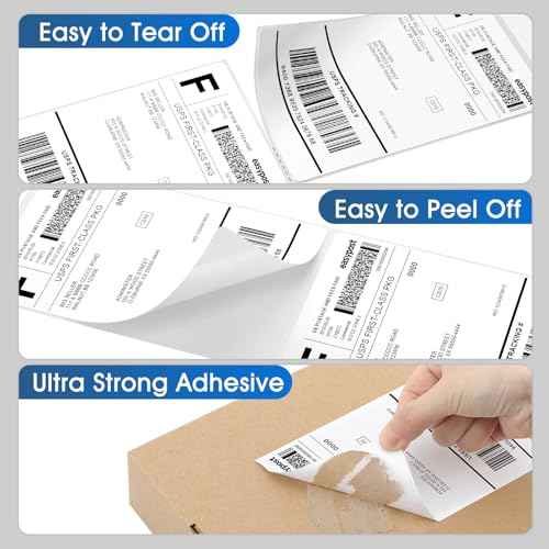 MaxGear 4" x 6" Direct Thermal Labels, 4000 Pcs/16 Rolls, Perforated White Mailing Shipping Package Labels, Commercial Grade, Permanent Adhesive, Compatible with Most Thermal Printers