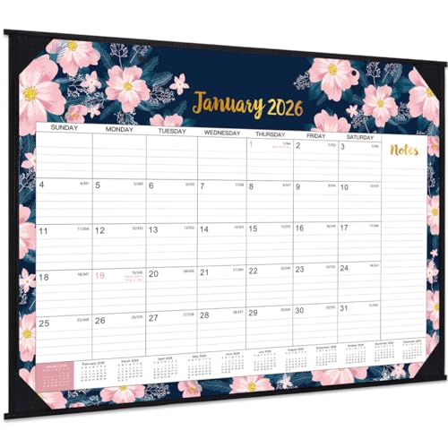 2026 Desk Calendar - January 2026 - December 2026, Large Calendar 2026, Cover 12 Months Calendar, 22" x 17", Rolled Desk Calendar with Box
