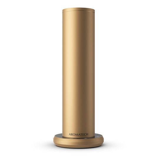 AromaTech New AroMini BT Plus Scent Diffuser w/Bluetooth – Cold-Air Diffusion Scent Machine for Home, Office, Hotel, Spa – Nebulizing Diffusion System for Essential Oil Blends (Gold)