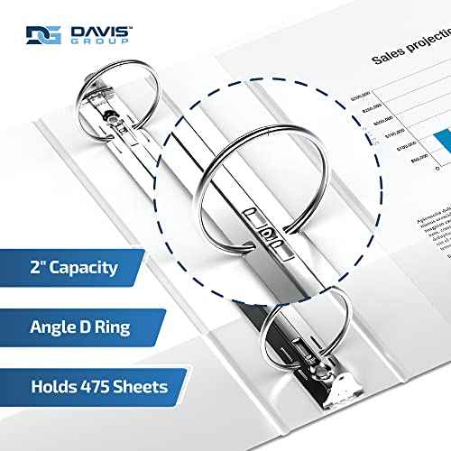 Easyview Premium 2-Inch D-Ring Binders with Clear-View Covers, Spreadsheet-View Binders for School, Office, or Home, 11 Inches by 17 Inches, Pack of 2, 2", White