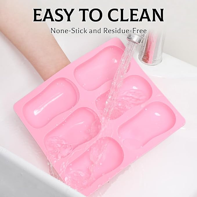 SJ Silicone Soap Molds 2 Packs, DIY Soap Molds for Soap Making, 6 Cavity Mold for Homemade Craft Soap Mold, Bath Bombs