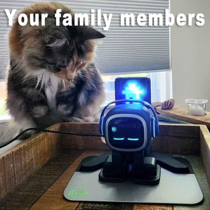 EMOPET AI Desk Robot Companion - ChatGPT Enabled with Voice Commands & Dance Feature, Interactive Robot Pet with Personality, Comes with Charging Home Station