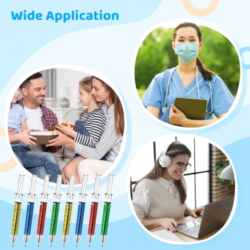 200 Pcs Syringe Pens Bulk, Retractable Fun Nurse Pens, Multi-Color Novelty Ballpoint Pens, Pretend Party Favors, Nursing School Supplies, Unique Gifts for Nurses, Doctors, Black Ink (200)