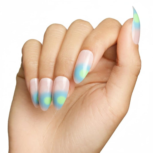 PaintLab Press-On Nails Manicure Kit, 777 Aura Almond, 24-Piece Set, Long-Lasting Fake Nails with Glue, File, Prep Pad & Cuticle Stick