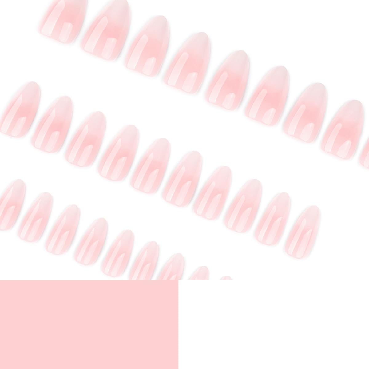 Ombre Press on Nails Almond Fake Nails Medium Length Nails Press ons with Design,Full Cover Glue on Nail Stick on Nails for Women Manicure,Glossy | Reusable | Nail Sticky Tabs | Easy Apply | 24Pcs