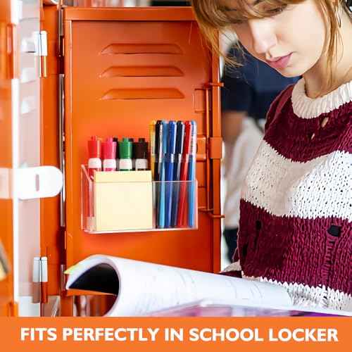 Magnetic Pen Holder Classroom Organization Acrylic Marker Holder for Whiteboard Refrigerator Locker Accessories Pencil Dry Erase Marker Basket (2 Compartments * 1)