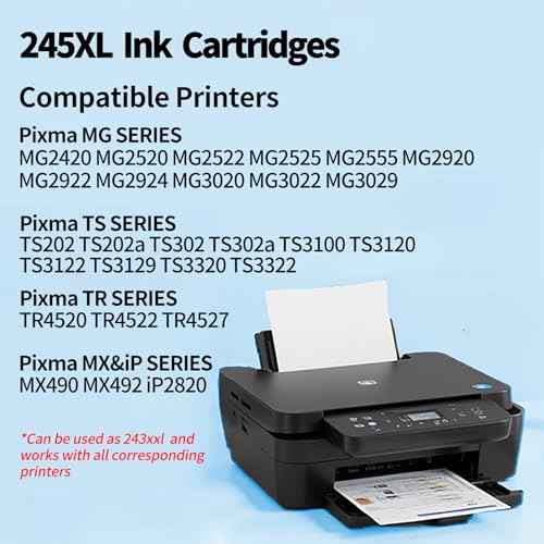 245XL Black Ink Cartridge Replacement for Canon PG-245 PG-245XL PG 245 245XL 245 XL PG-243 Used in Canon PIXMA MX492 MX490 MG2920 MG2420 MG2520