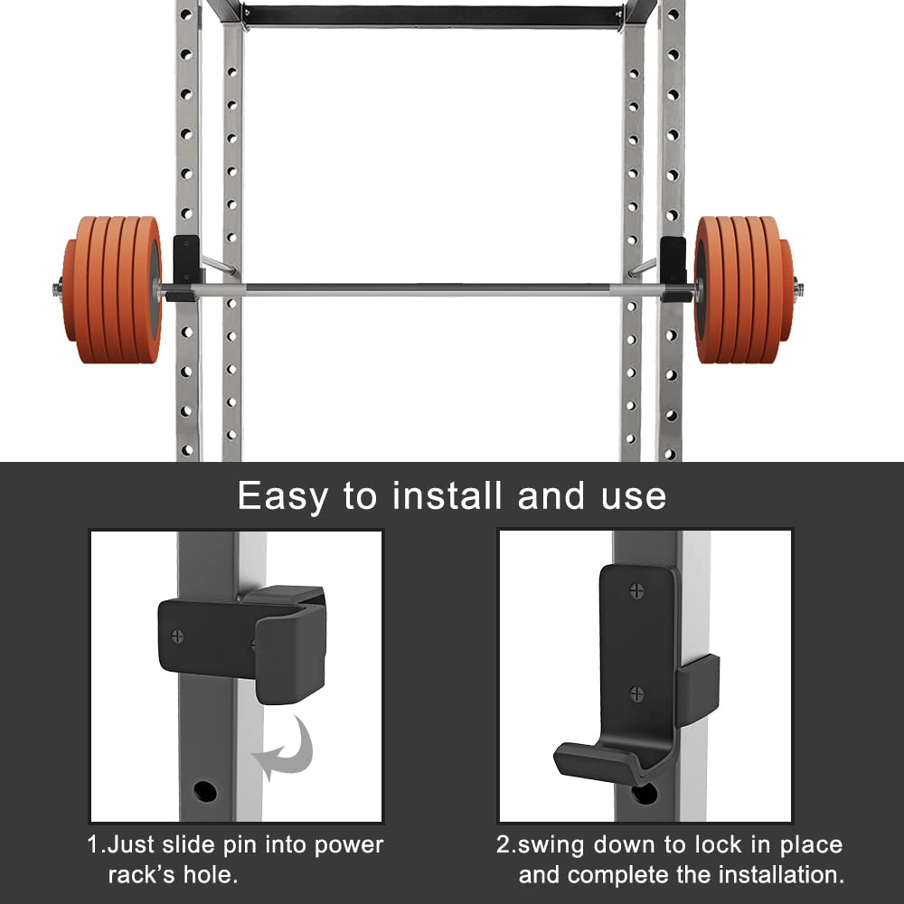Kipika J-Hooks - Heavy Duty Steel Hooks for 2" x 2"" Square Tube Power Cages with 1’’ Hole - Set of 2"