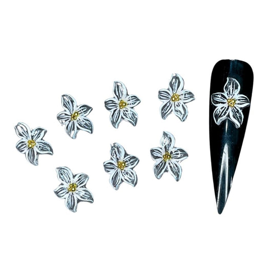 Set 8Pcs Gel 3D Flowers Nails Charms Handmade by Gel, Design For Medium & Long Nail 3D Flower For Nail Art Floral Salon Decor For Women Girls (4 Petals Rose - Long)