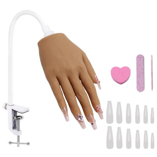 KnowU Silicone Mannequin Hand for Nails, Practice Hand for Acrylic Nails, Manicure Training Model, Nail Practice Hand for Beginners & Professionals, Flesh Tone